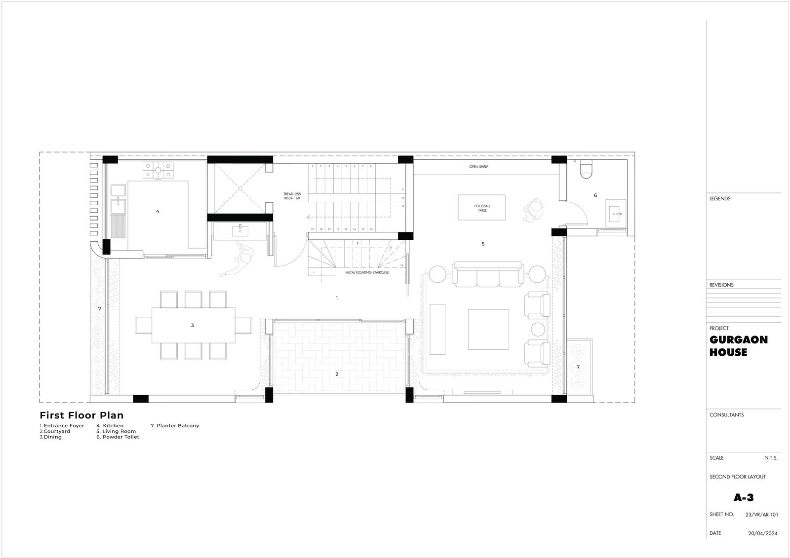 Sector 48 — Residential Architecture — Sector 48, Gurugram | Studio Form + Function — First Floor Plan